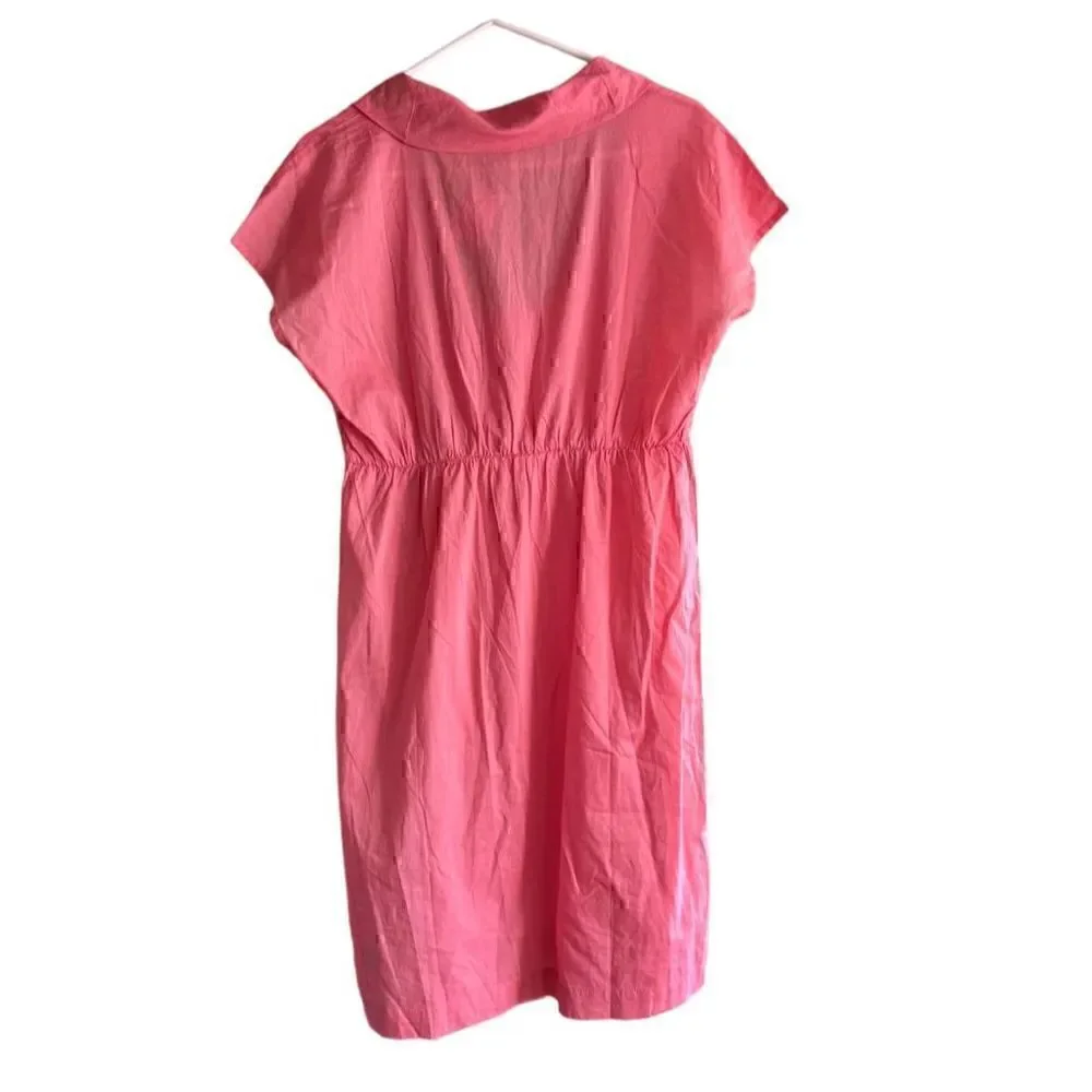 J.Crew Factory Pink 100% Cotton Dress Women’s Medium Cowl Neck Cap Sleeve